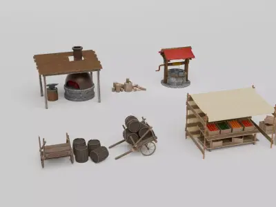 Medieval Themed 3D Model Set 3D model