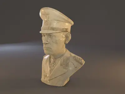 Erwin Rommel Bust Low Poly Low-poly 3D model