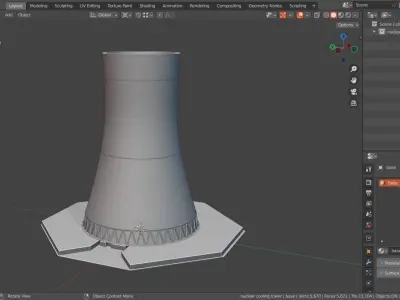 Nuclear Power Plant Cooling Tower Base Mesh  Free low-poly 3D model