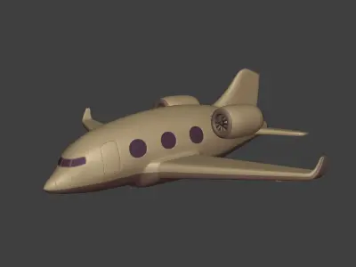 Cartoon Private Jet Low-poly 3D model
