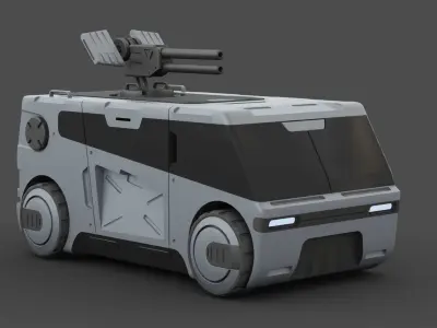 SCIFI MILITARY TRUCK RIGGED 3D model