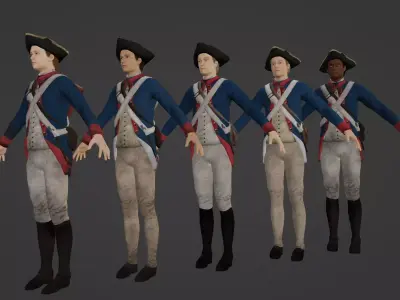 American Revolution Soldier Low-poly 3D model