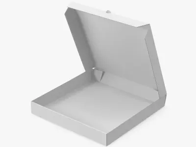 Pizza Box White Paper 12 inch Open Mockup 3D model