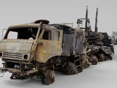 Pantsir-S1 missile system destroyed by Ukrainian army 3D model