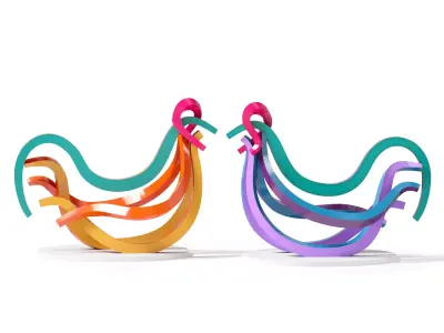 Two Roosters Statue 3D model