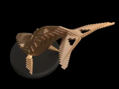 Parametric V Blue Whale Low-poly 3D model