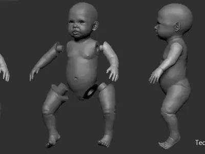 Realistic baby Techino parts separately 3d print 3D print model