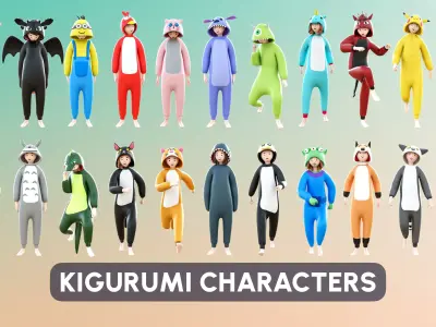 Kigurumi Characters Low-poly 3D model