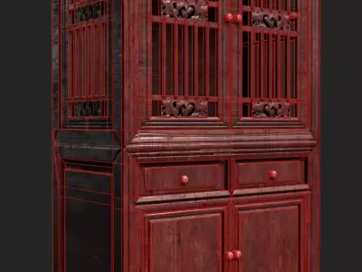Old Asia Cabinet Free low-poly 3D model