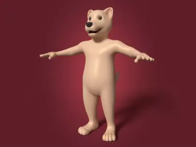 Cartoon Dog Wolf Mascot Free 3D model