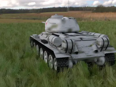 T-34-85 with Interior HDRI Winter Camo 3D model