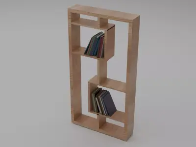 Modern Minimalist Wooden Bookshelf Free 3D model