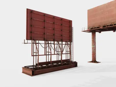 oldy rusty advertisement billboards with 4k pbr game ready Low-poly 3D model