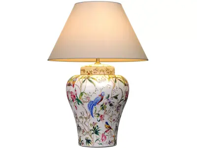 Table Lamp Tropicana Chinese Flower and Birds Ceramic Bedside 3D model