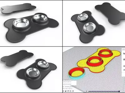 Pet Bowl M13 - with STL Low-poly 3D model