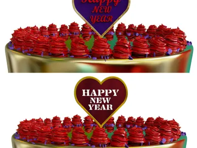 HAPPY NEW YEAR STENCIL CAKE TOPPER 3D print model