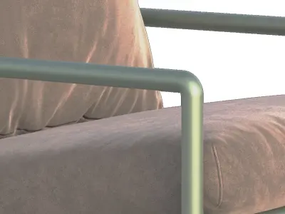 Metalic velvet lounge armchair 3D model