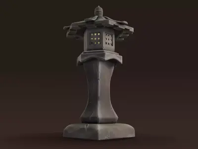 Toro - Stone Lantern - Hand Painted 3D model