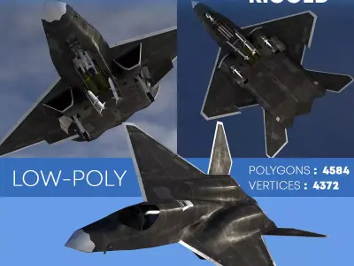 YF-23A BLACK-WIDOW-II Rigged Low-poly 3D model