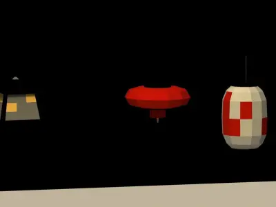 Low Poly Japanese Lanterns Low-poly 3D model