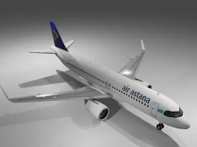 Air Astana airbus a320neo 3d model  Low-poly 3D model