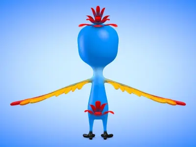 Parrot cartoon Low-poly 3D model