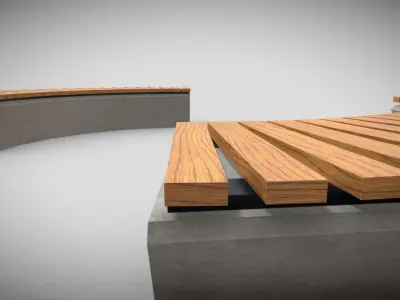 Outdoor Cement Semi-Circular Bench  Low-poly 3D model