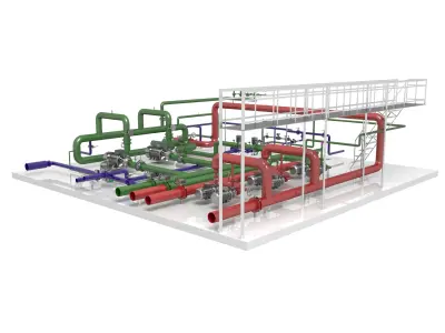 Industrial boiler room 3D model