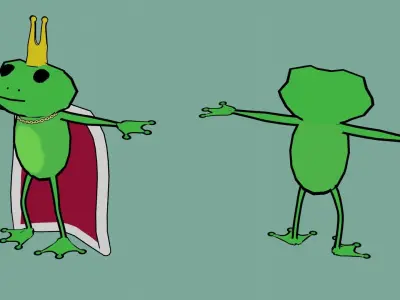 cartoon frog Low-poly 3D model