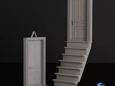  Corner Shelf with Stairs and Doors - Commercial License 3D print model