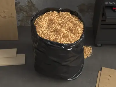 Wood Shavings in Plastic Bag Natural 3D model