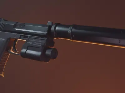 USP 45 inspired pistol Low-poly 3D model