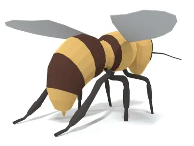 Low Poly Cartoon Honey Bee Low-poly 3D model