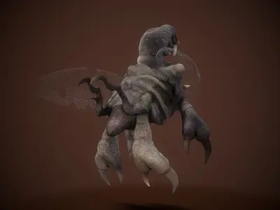 flying worms creature 1 Low-poly 3D model