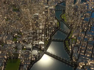 3D City A1 Night 3D model