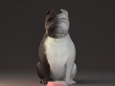 Dog 3D model- American Bully Free 3D model
