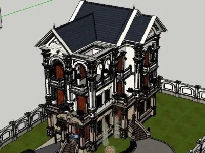 1 Parisian Elegance Neoclassical Villa Exterior Model Low-poly 3D model
