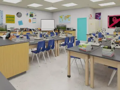 Detail School Science Laboratory Interior Architecture 3D model