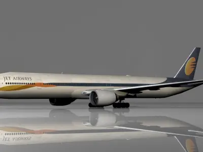 Boeing 777 low polygon Low-poly 3D model Jet Airways Low-poly 3D model