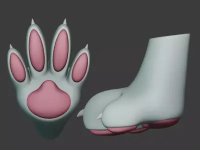 Anthro Feet Paws 3D model
