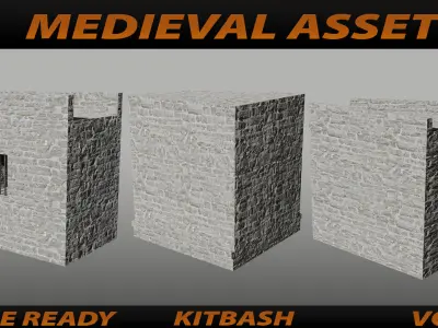 MEDIEVAL ASSETS KITBASH VOL 01 Low-poly 3D model