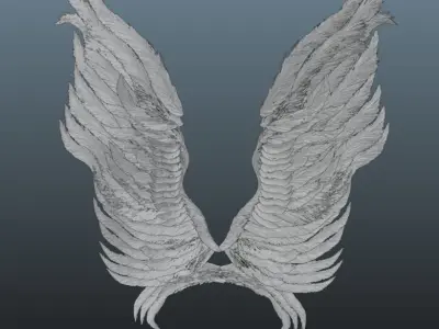 Realistic Angel Wings Procedural rigged and animated Free 3D model