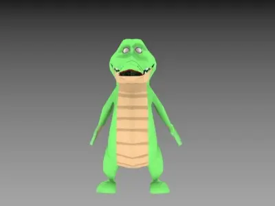 alligator cartoon made blender Low-poly 3D model