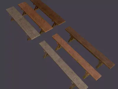 Wooden Tables Wide and Thin Free low-poly 3D model