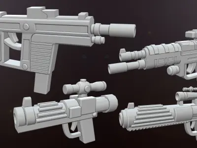 Sci-fi Gun Base meshes with uv 3D model