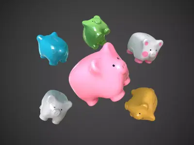 Piggy Bank Ceramic Money Box Low-poly 3D model