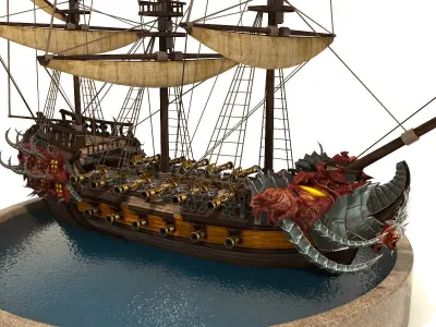 Pirate Ship Low-poly 3D model