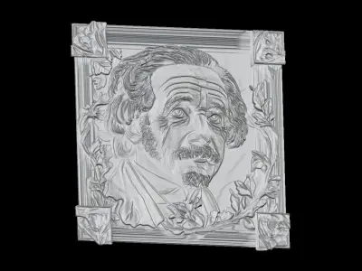 Albert Einstein Bas Relief 3D print model