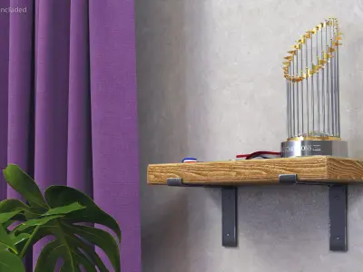 Baseball Champion Trophy and Medals Display 3D model
