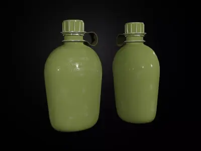 Low Poly Game Ready Military Bottle For AAA games Low-poly 3D model